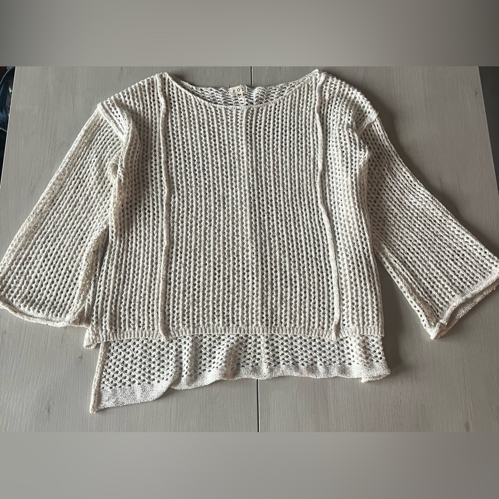 POL Cream Crochet Sweater